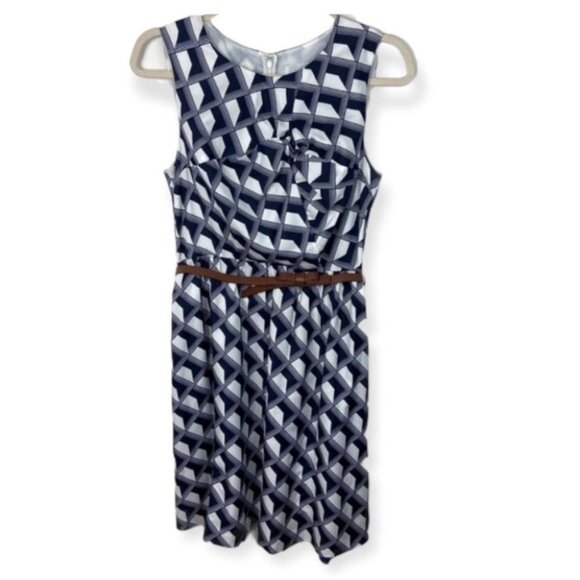 Anthropologie Hi There Karen Walker Belted Dress Size 4 Architectural Print Boho - Picture 2 of 7